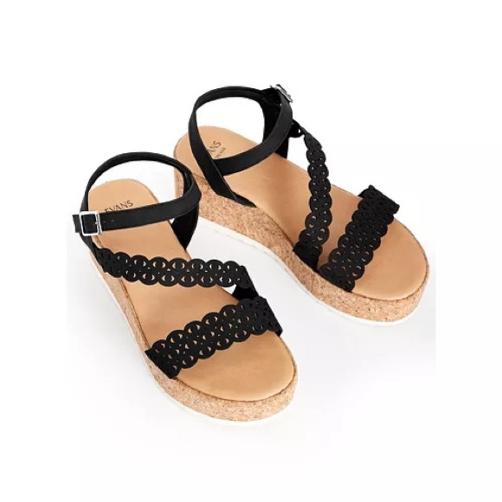 Evans Wide Fit Emma Flatform Sandals Size 7 Extra Wide NIB